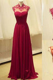 Long Prom Dresses Open Backs Formal Dresses A-line Wine Red Prom Dresses JS191