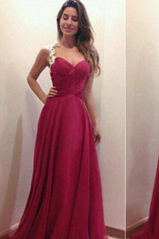 2024 Prom Dresses Straps A Line Floor Length With Applique Burgundy/Maroon