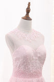 A Line Scoop Lace With Applique And Beads Homecoming Dresses