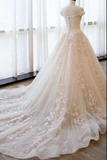 Ball Gown Off The Shoulder Appliques Wedding Dresses Ivory Bridal SJSPAQ8752B