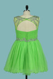 A Line Homecoming Dresses Scoop Beaded Bodice Short/Mini Tulle