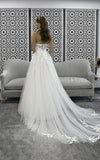 Strapless A Line Wedding Dresses Beautiful Lace Beach Bridal Dresses