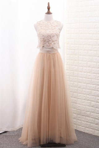 A Line Tulle & Lace Two-Piece Bridesmaid Dresses