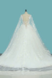 Tulle A Line Scoop Wedding Dresses With Beading Chapel Train Lace Up