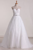 Sweetheart Wedding Dresses A Line Tulle With Applique Sweep Train