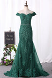 Prom Dresses Mermaid Off The Shoulder With Applique And Beads Tulle