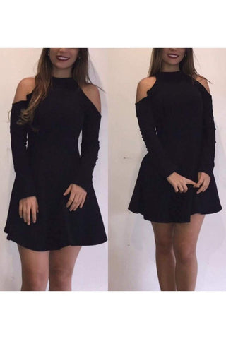 High Neck Long Sleeves Homecoming Dresses A Line Spandex Short/Mini