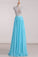 See-Through Scoop A Line Chiffon With Beads Prom Dresses