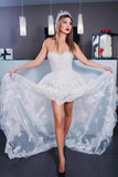Lace High Low Prom Dresses Appliques Sweetheart