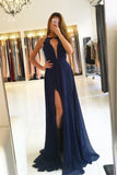 Halter Chiffon Prom Dresses A Line With Applique Open Back
