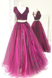 Two Piece Prom Dress Tulle Beaded Prom Dresses Long Prom Dress Evening Dress 176