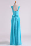 Prom Dresses Off The Shoulder A Line Chiffon Floor Length With Ruffles
