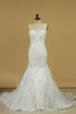 One Shoulder Tulle With Applique Mermaid Court Train Wedding Dresses