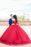 Modest Red Ball Gown Wedding Dresses Fashion