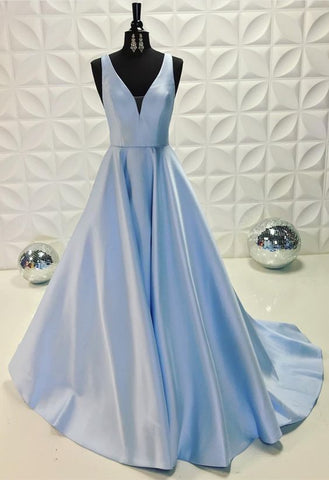 Newest V Neck A Line Long Cheap Evening Dress Gowns Prom Dresses JS746
