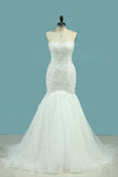 Sweetheart Wedding Dresses Mermaid Organza With Applique And Beads