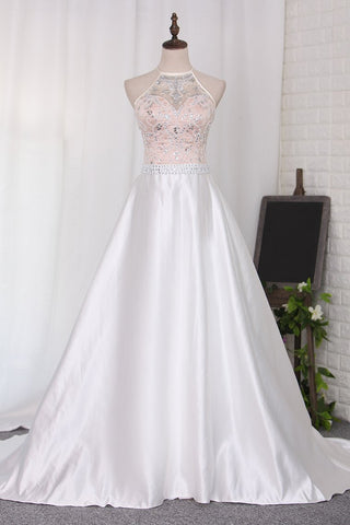 New Arrival Spaghetti Straps Tulle With Beading A Line Prom Dresses