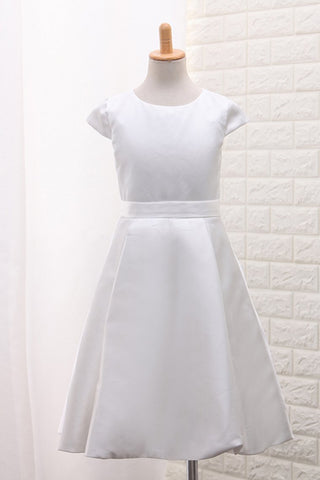 New Arrival Scoop A Line Flower Girl Dresses Satin With Handmade Flowers