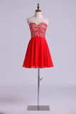 Sweetheart A Line Short/Mini Homecoming Dresses Lace & Chiffon