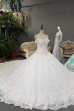 Marvelous Wedding Dresses Lace Up Off The Shoulder With Appliques And Crystals Royal Train