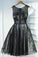 Lace Scoop With Applique And Sash A Line Homecoming Dresses
