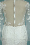 Mermaid/Trumpet Long Sleeves Court Train Tulle With Applique Wedding Dresses