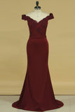 Prom Dresses Spandex Off The Shoulder With Applique Sweep Train