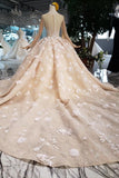 Ball Gown Wedding Dresses One Meter Train Scoop Top Quality Handmade Flowers Tulle