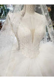 Ball Gown Wedding Dresses Scoop Aline Top Quality Appliques Tulle Beading