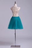 Scoop A Line Tulle Short/Mini Homecoming Dresses Fashion&Cute