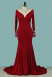 High Neck Long Sleeves Spandex With Beading Mother Of The Bride Dresses