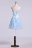 A Line Sweetheart Beaded Bodice Homecoming Dresses Tulle Short/Mini