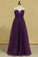 Hot Prom Dresses Scoop A Line With Sash And Applique Grape