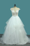Bateau A Line Tulle Wedding Dresses With Applique And Sash