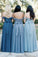 A Line Tulle Sweetheart Off the Shoulder Long Ruffles Bridesmaid Dresses