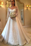 Princess Off the Shoulder Modest Wedding Dresses with Lace Long Sleeves SJS15302