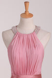 Open Back Bridesmaid Dresses A Line Scoop With Ruffles And Beads