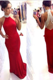 New Arrival Prom Dresses Mermaid Halter Spandex Zipper Up With Beadings