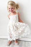Cute Spaghetti Straps Lace Appliques Flower Girl Dresses, Child Dresses SJS15137