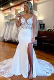 Elegant Mermaid Sweetheart Neck Lace Wedding Dresses
