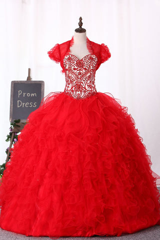 Sweetheart Ball Gown Quinceanera Dresses Floor Length With Beads