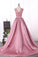 Scoop A Line Satin Evening Dresses With Applique And Beads Sash/Ribbon