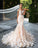 Mermaid Light Pink Lace Appliques Wedding Dresses Short Sleeve Bridal Dress