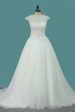 Wedding Dresses Scoop A Line Organza With Applique And Beads