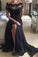 New Arrival Prom Dresses Bateau Spandex With Applique And Slit A Line