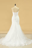 Tulle Sweetheart Ruched Bodice Wedding Dresses With Applique Mermaid