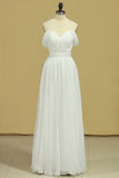 White Prom Dresses Off The Shoulder A Line Chiffon Floor Length With Ruffles