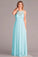 New Arrival A-Line V-Neck Floor-Length Mint Open Back Chiffon Bridesmaid Dress with Lace GD00004