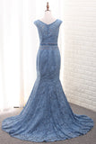 Lace Mermaid Scoop Mother Of The Bride Dresses With Beads Sweep Train