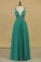 A Line V Neck Prom Dresses Tulle With Beading Floor Length